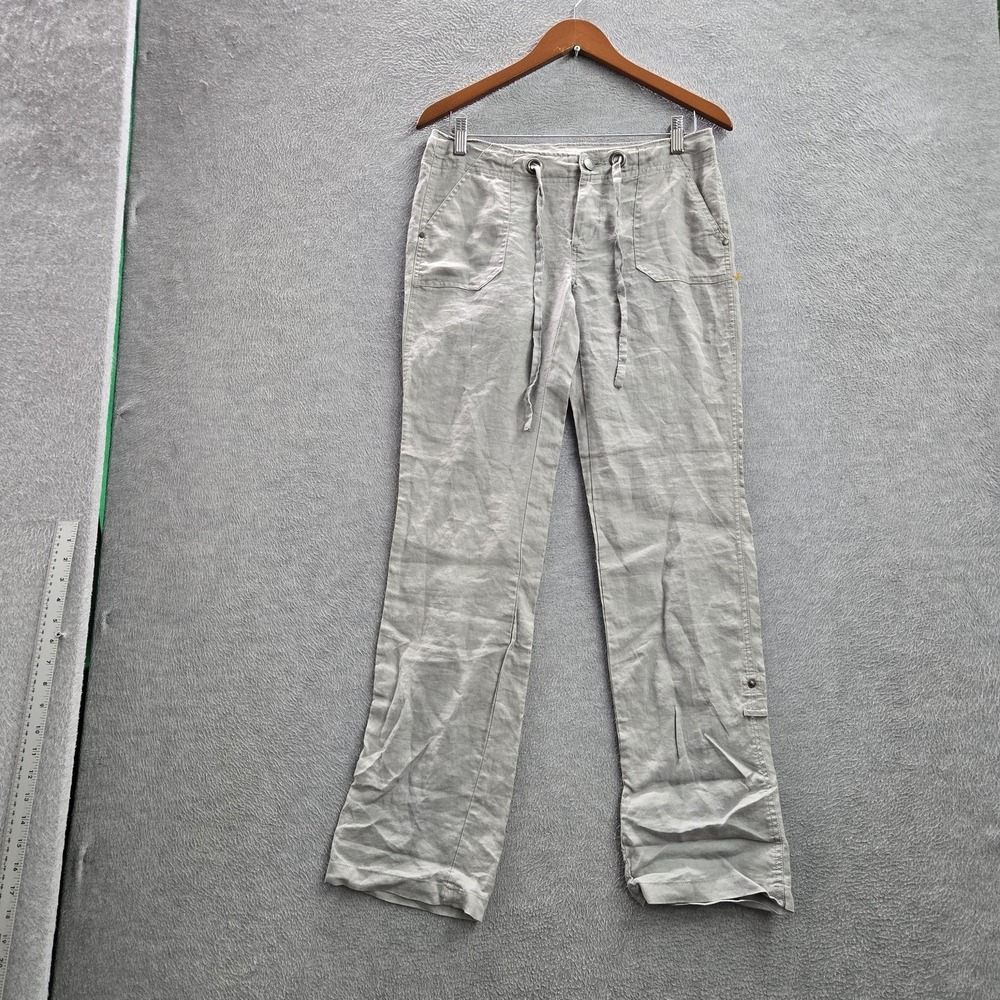 Cynthia Rowley Women Pants US 4 Light Gray Linen Coastal Beachy 30" Inseam